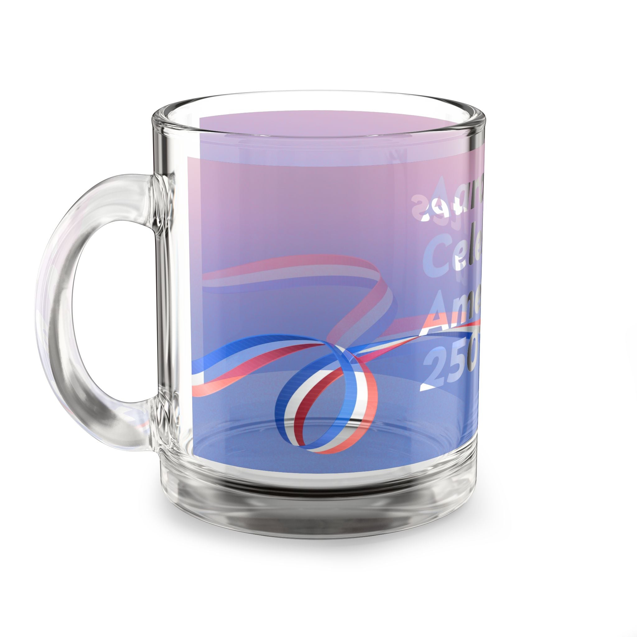 Aaron Celebrates America 250 Glass Mug – Patriotic Red, White & Blue 10oz