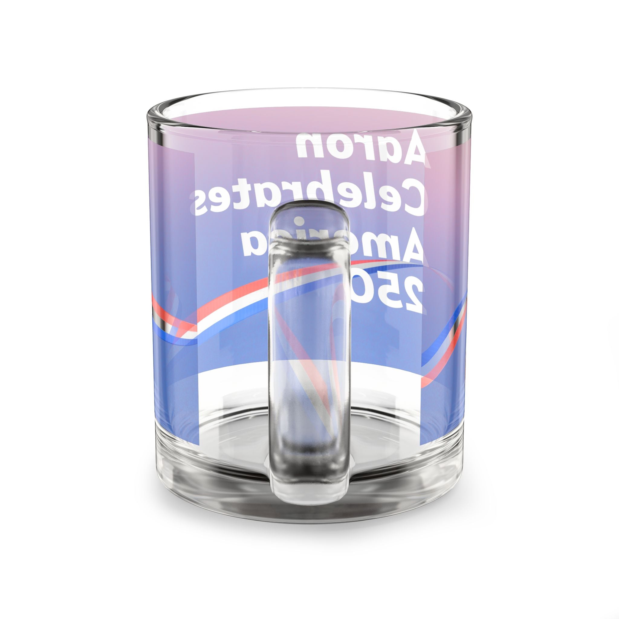 Aaron Celebrates America 250 Glass Mug – Patriotic Red, White & Blue 10oz