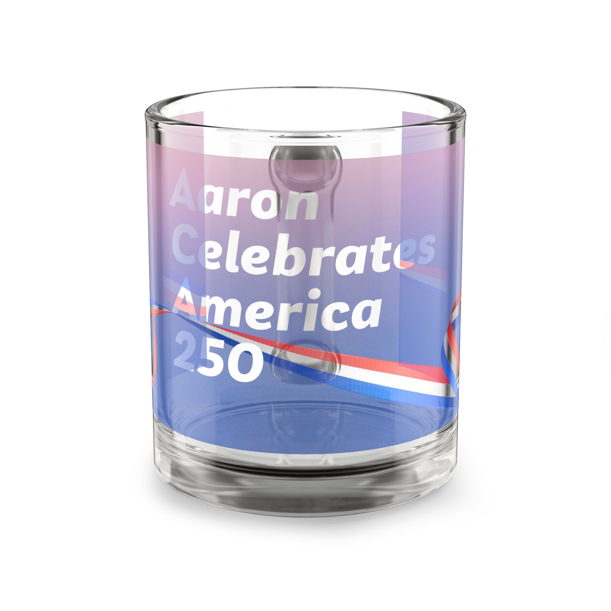 Aaron Celebrates America 250 Glass Mug – Patriotic Red, White & Blue 10oz