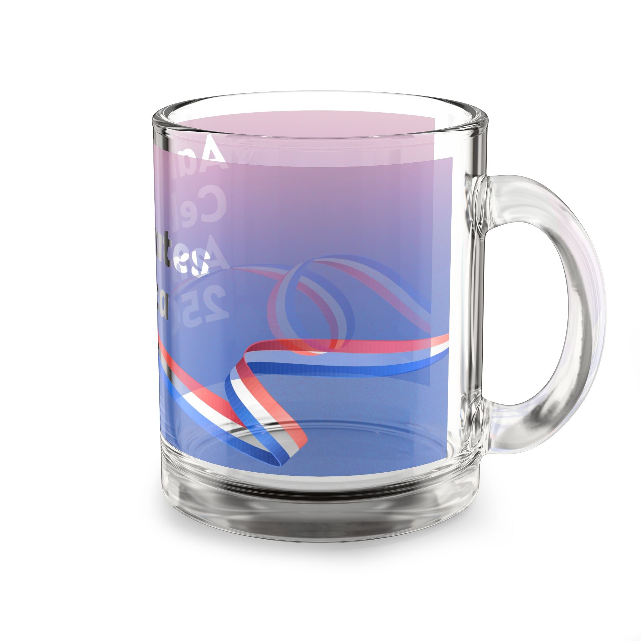 Aaron Celebrates America 250 Glass Mug – Patriotic Red, White & Blue 10oz
