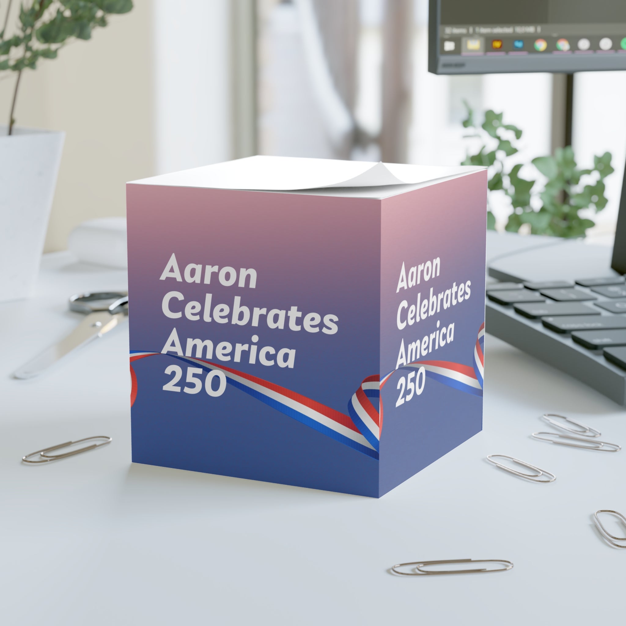 Aaron Celebrates America 250 Sticky Note Cube